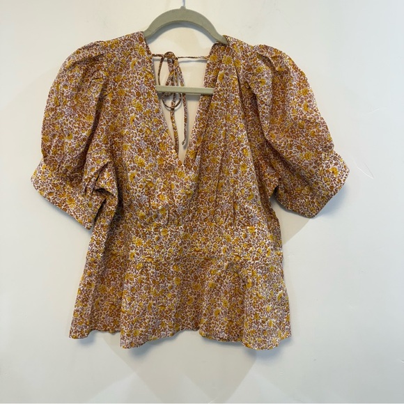 J. CREW puff Sleeve V Neck Top In Scattered Blooms NWT - Picture 8 of 8